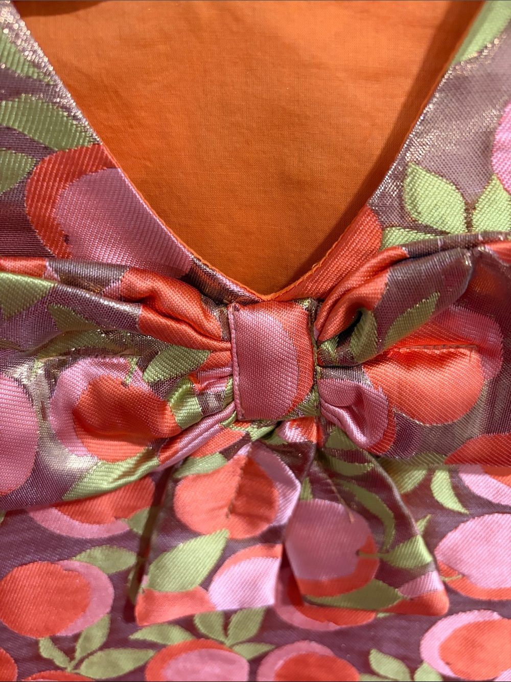 Mini BODEN Girls Orange & Pink Fruit-Print Shift Dress - Picture 5 of 5